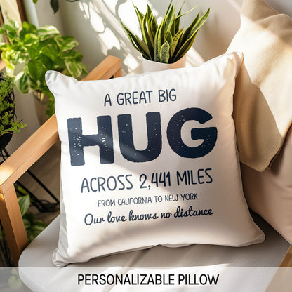 Love Knows No Distance - Personalized Anniversary or Valentine's Day gift for Long Distance Boyfriend or Girlfriend - Custom Pillow - MyMindfulGifts