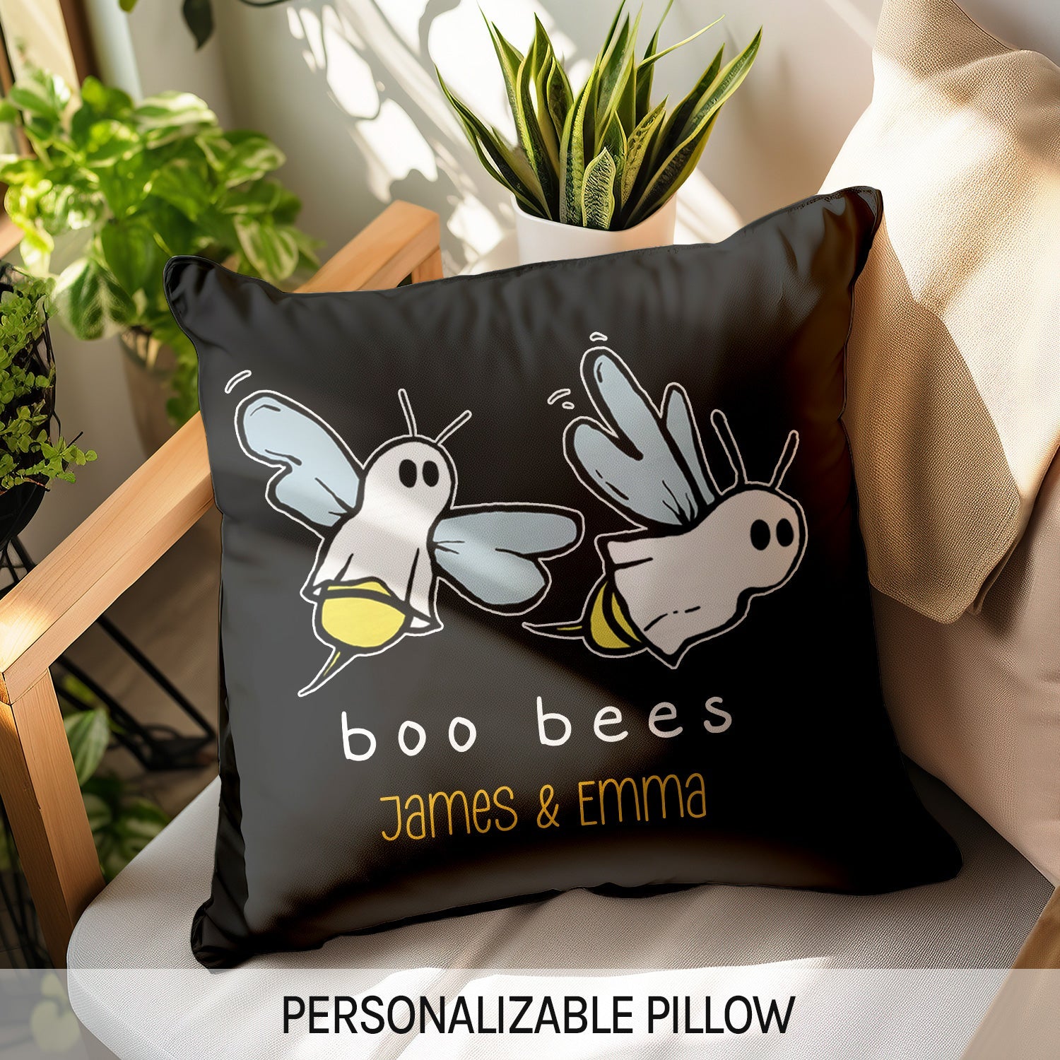 Boo Bees - Personalized Anniversary or Halloween gift for Him or Her - Custom Pillow - MyMindfulGifts