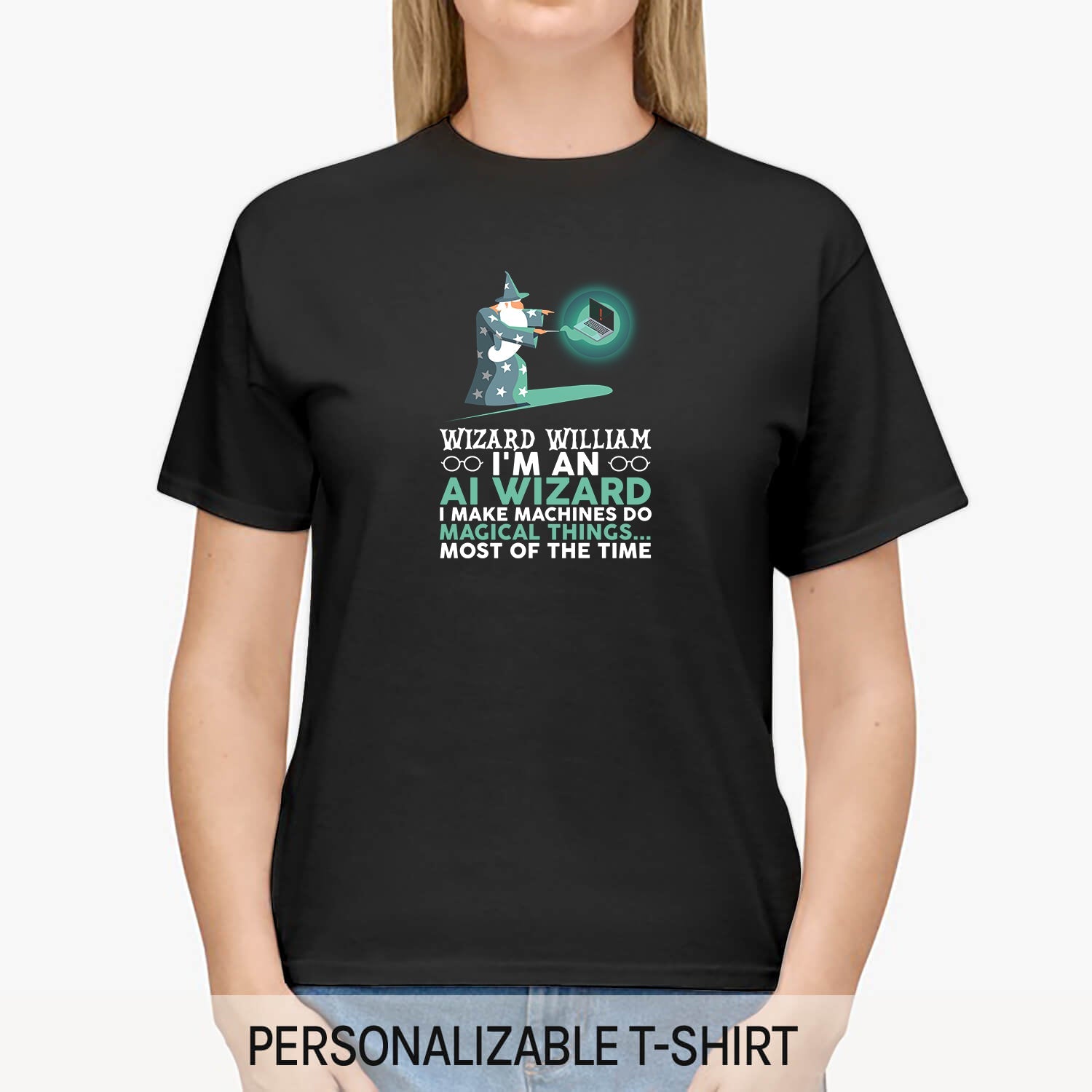 AI Wizard - Personalized Birthday gift for Software Engineer - Custom Tshirt - MyMindfulGifts