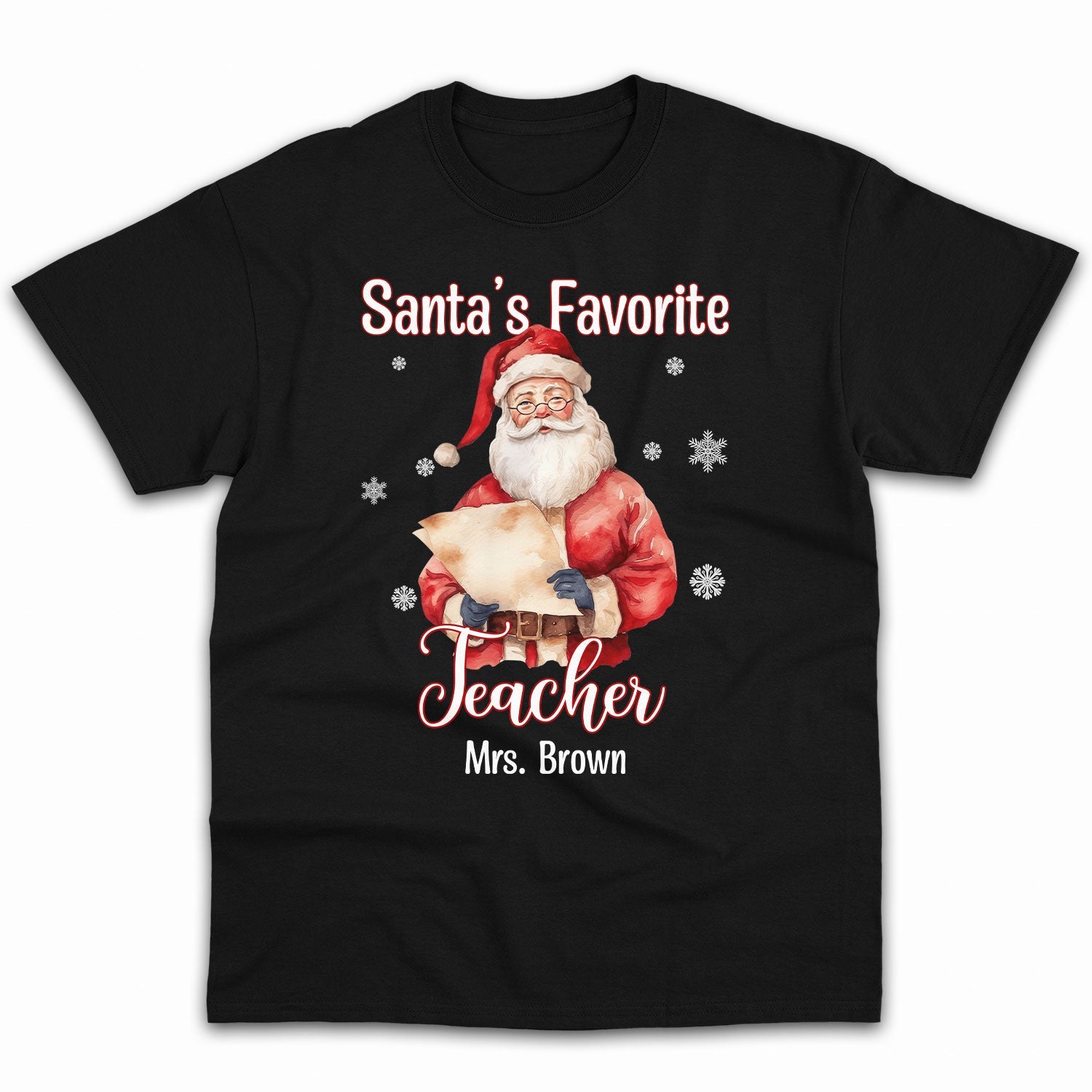 Santa's Favorite Teacher - Personalized Christmas gift for Teacher - Custom Tshirt - MyMindfulGifts