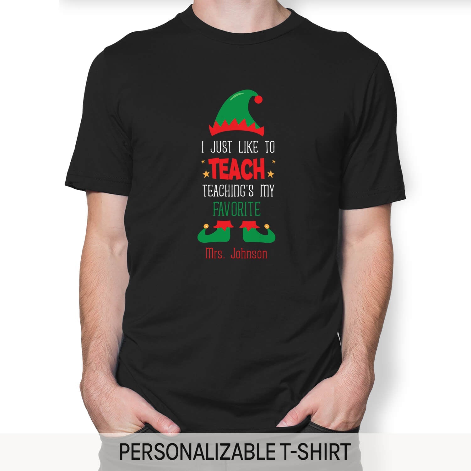 Teaching's My Favorite - Personalized Christmas gift For Teacher - Custom Tshirt - MyMindfulGifts