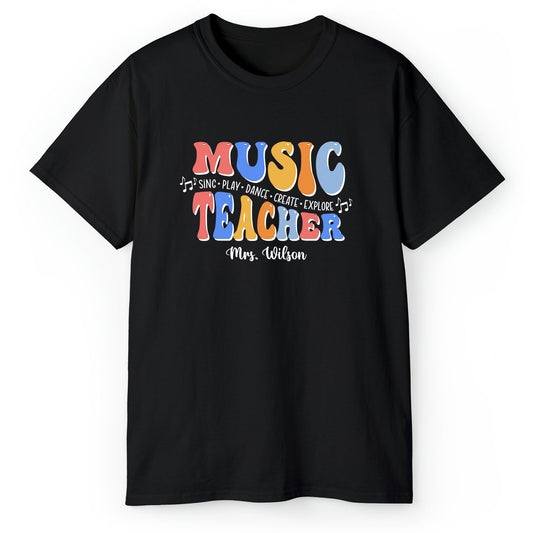 Music Teacher - Personalized Teacher's Day, Birthday or Christmas gift For Music Teacher - Custom Tshirt - MyMindfulGifts