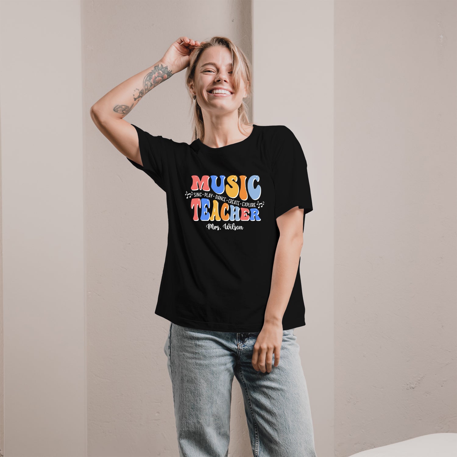 Music Teacher - Personalized Teacher's Day, Birthday or Christmas gift For Music Teacher - Custom Tshirt - MyMindfulGifts