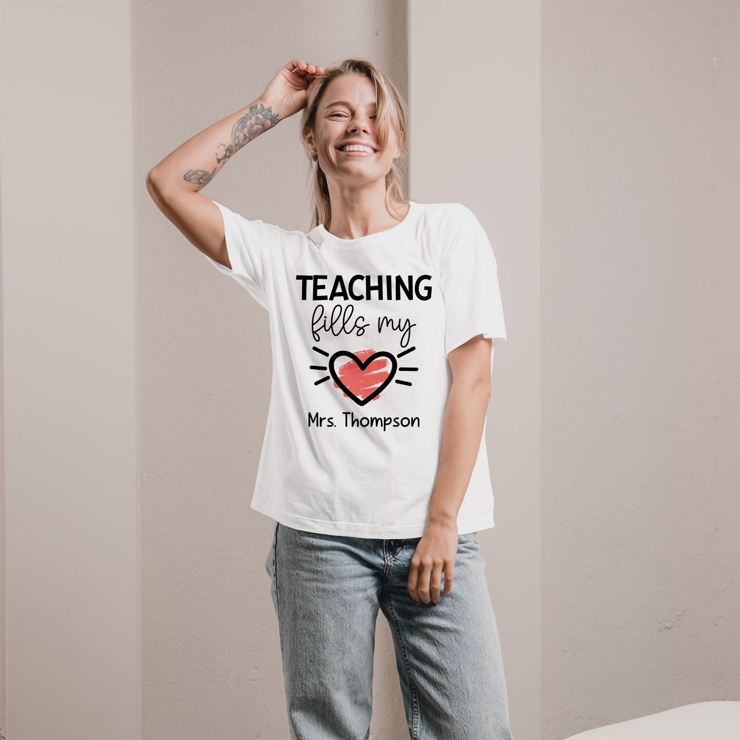 Valentine Present For Teacher - Personalized Valentine's Day gift For Teacher - Custom Tshirt - MyMindfulGifts