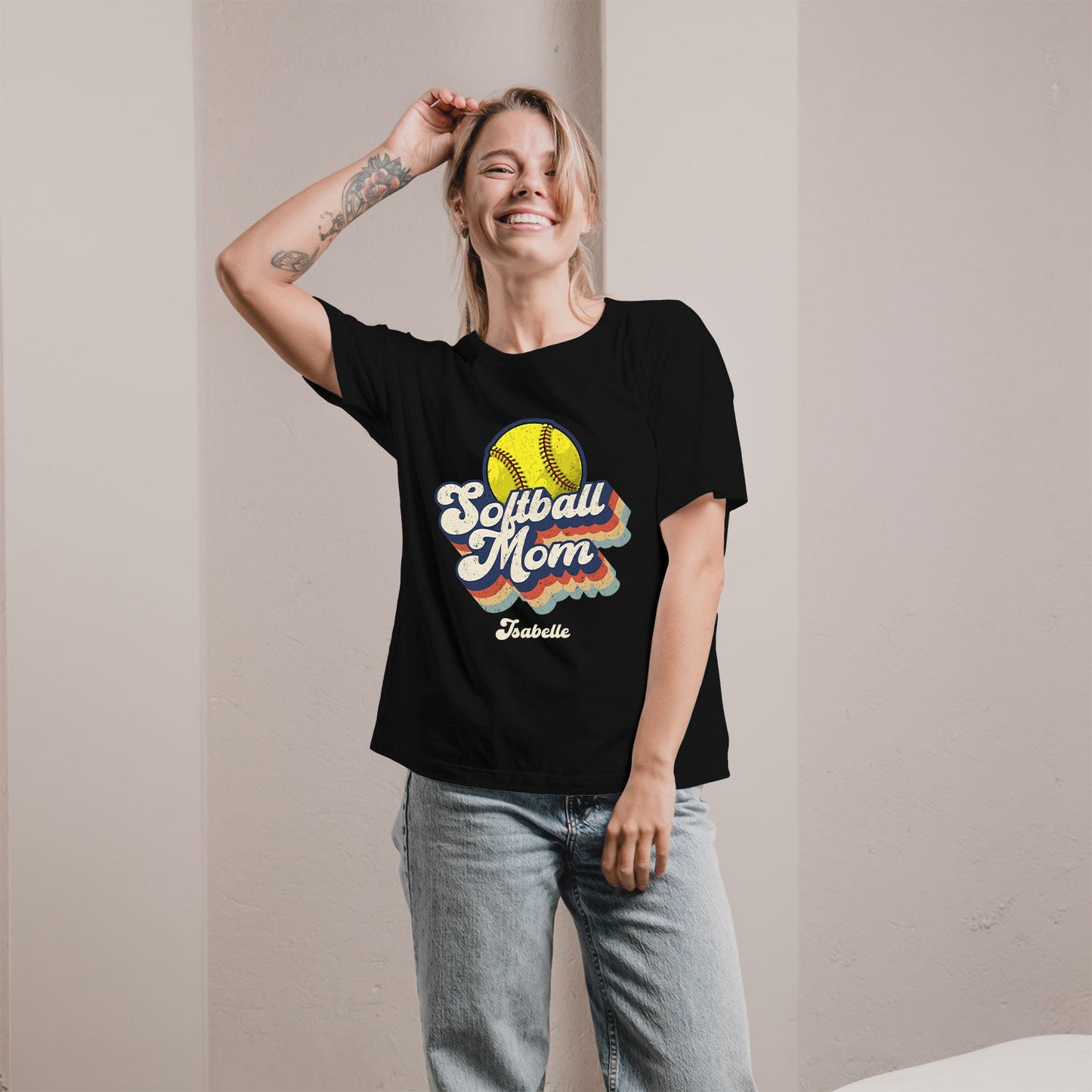 Softball Mom - Personalized  gift For Softball Mom - Custom Tshirt - MyMindfulGifts