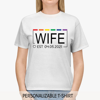 Wife & Wifey - Personalized Anniversary, Valentine's Day gift for Wife, for lesbian couple - Custom Tshirt - MyMindfulGifts