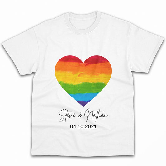 LGBTQ Heart - Personalized Anniversary, Valentine's Day gift for LGBT couple - Custom Tshirt - MyMindfulGifts