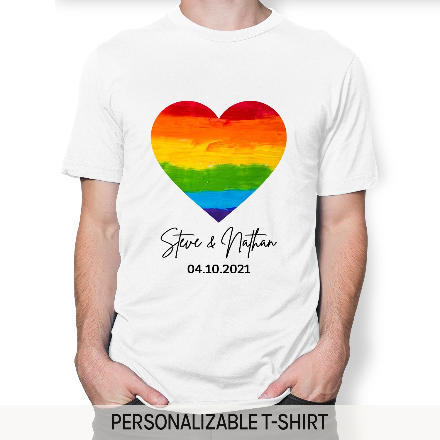 LGBTQ Heart - Personalized Anniversary, Valentine's Day gift for LGBT couple - Custom Tshirt - MyMindfulGifts