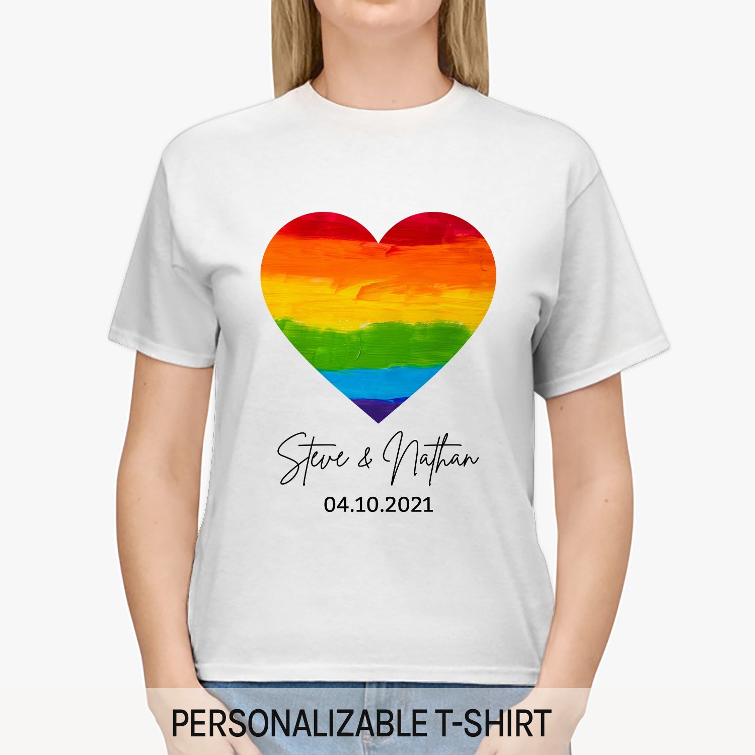 LGBTQ Heart - Personalized Anniversary, Valentine's Day gift for LGBT couple - Custom Tshirt - MyMindfulGifts