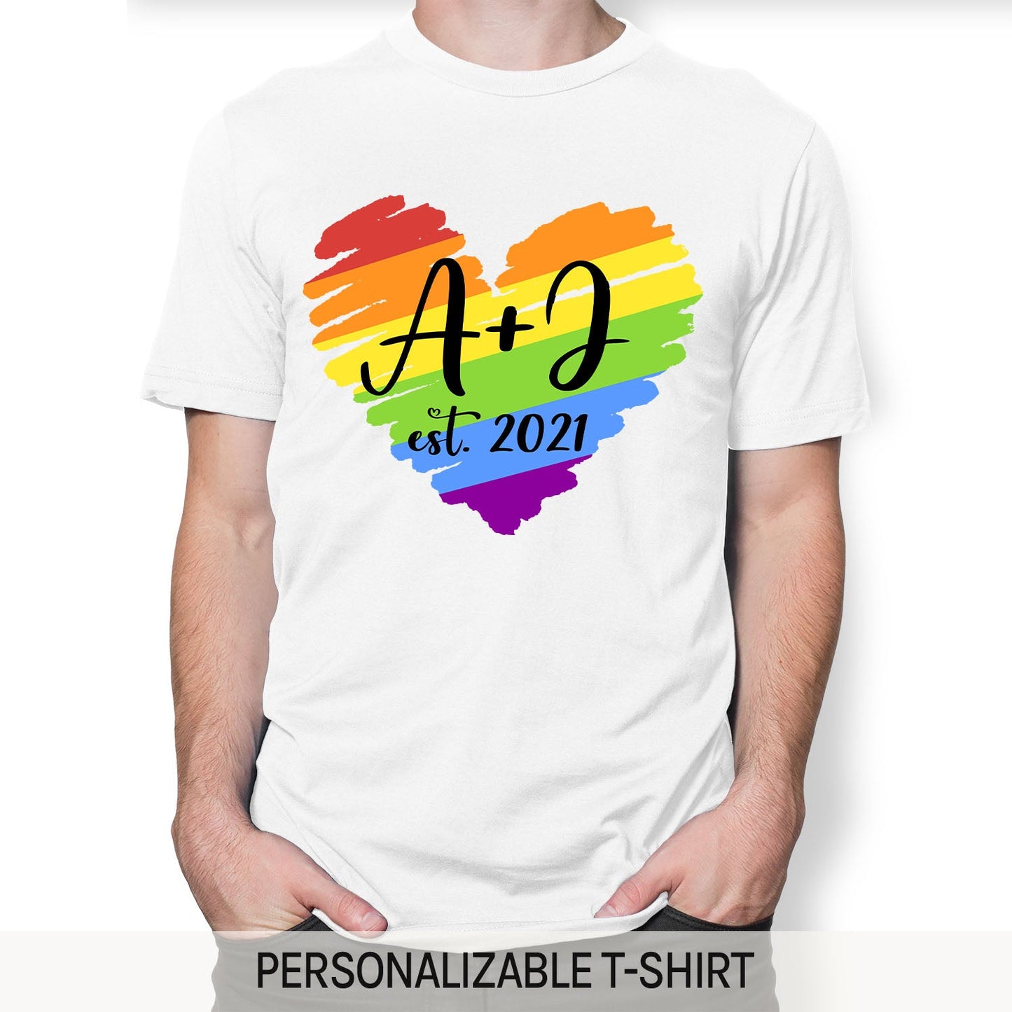 LGBT Love Heart - Personalized Anniversary or Valentine's Day gift for him for her - Custom Tshirt - MyMindfulGifts