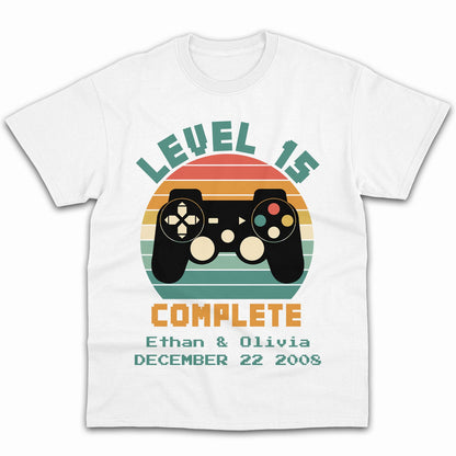 Level 15 Complete - Personalized 15 Year Anniversary gift for him for her - Custom Tshirt - MyMindfulGifts