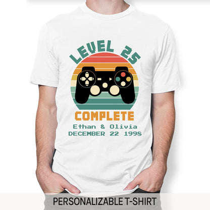 Level 25 Complete - Personalized 25 Year Anniversary gift for him for her - Custom Tshirt - MyMindfulGifts