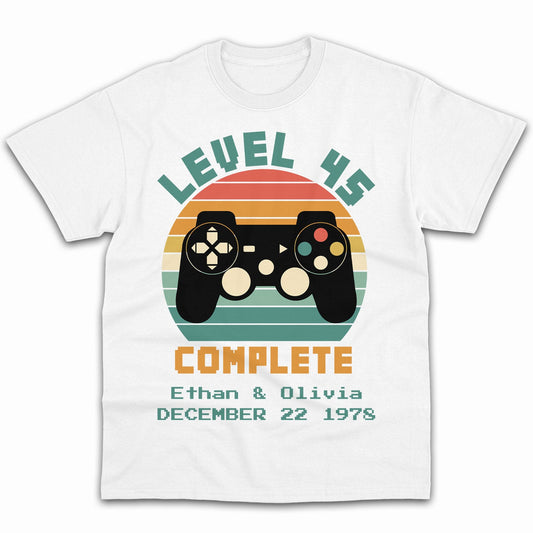 Level 45 Complete - Personalized 45 Year Anniversary gift for him for her - Custom Tshirt - MyMindfulGifts