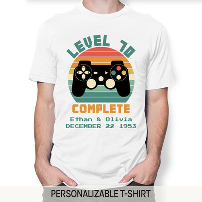 Level 70 Complete - Personalized 70 Year Anniversary gift for him for her - Custom Tshirt - MyMindfulGifts