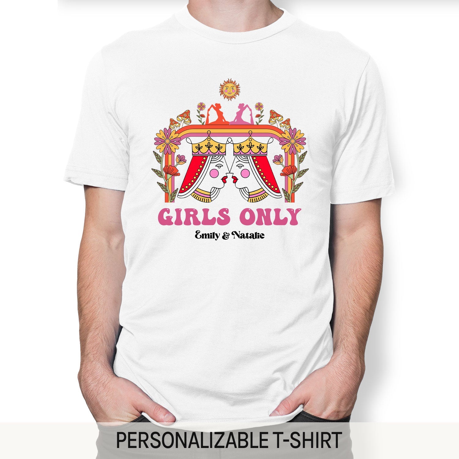 Girls Only - Personalized Anniversary or Valentine's Day gift for Lesbian Couple - Custom Tshirt - MyMindfulGifts