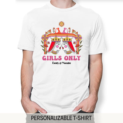 Girls Only - Personalized Anniversary or Valentine's Day gift for Lesbian Couple - Custom Tshirt - MyMindfulGifts