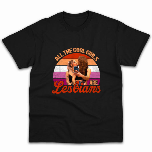 All The Cool Girls Are Lesbian - Personalized Anniversary or Valentine's Day gift for Lesbian Couple - Custom Tshirt - MyMindfulGifts