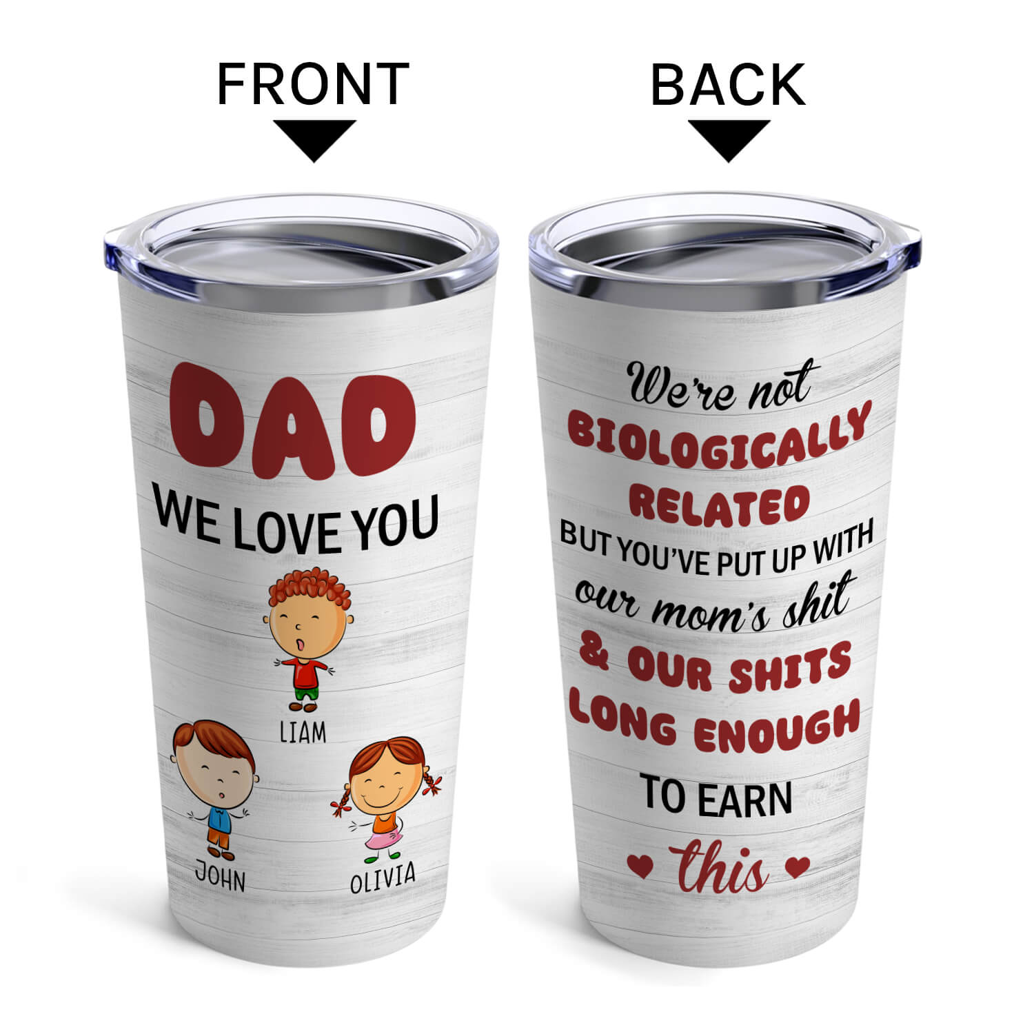 Dad We Love You - Personalized Father's Day, Birthday or Christmas gift For Step Dad - Custom Tumbler - MyMindfulGifts