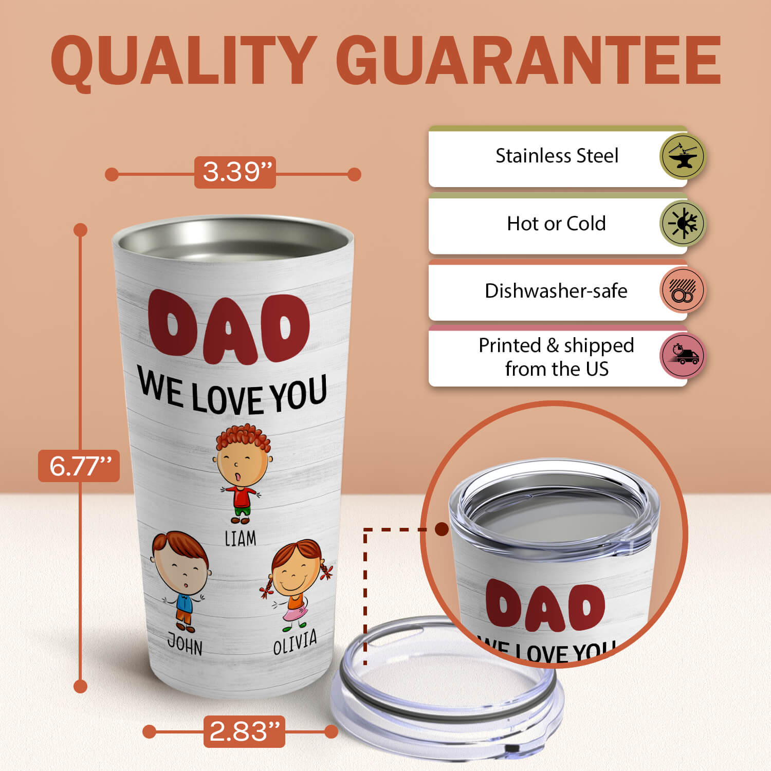 Dad We Love You - Personalized Father's Day, Birthday or Christmas gift For Step Dad - Custom Tumbler - MyMindfulGifts