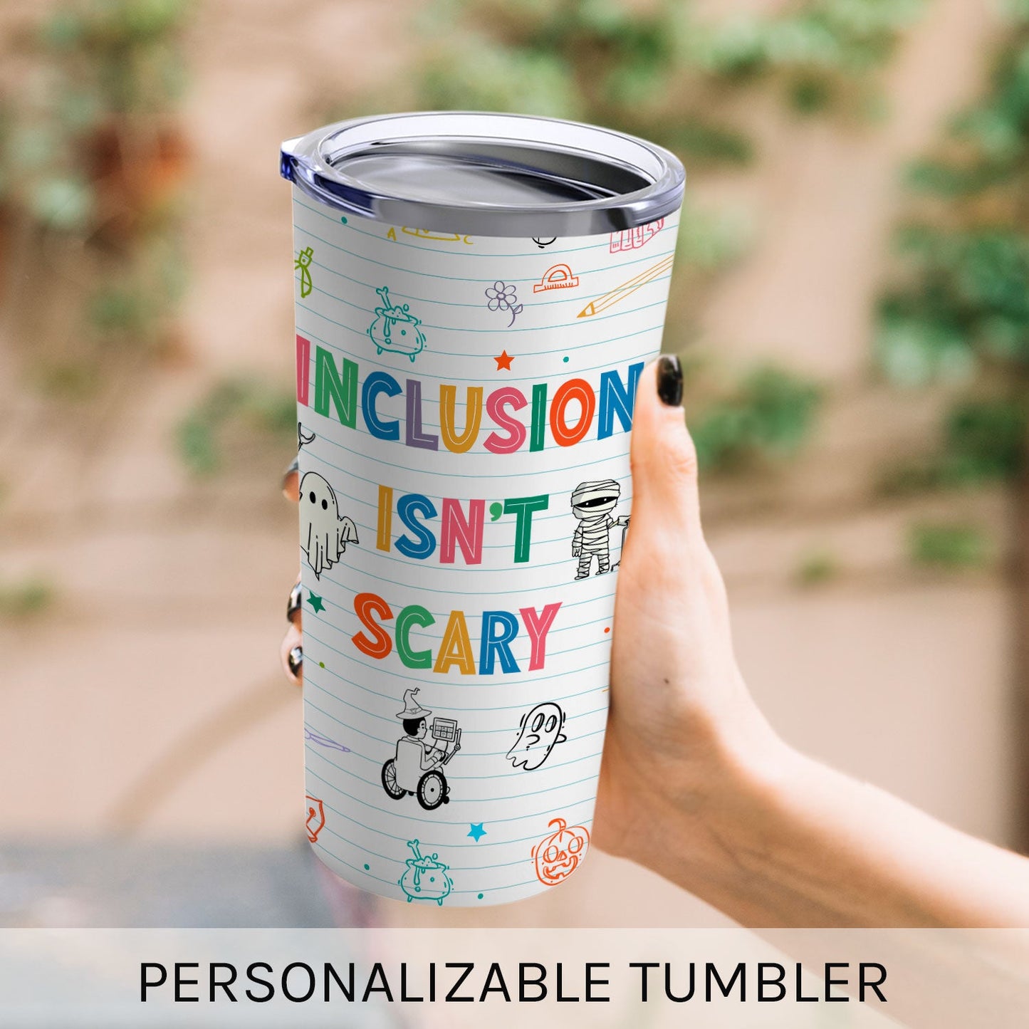 Inclusion Isn't Scary - Personalized Halloween gift For Special Education Teacher - Custom Tumbler - MyMindfulGifts
