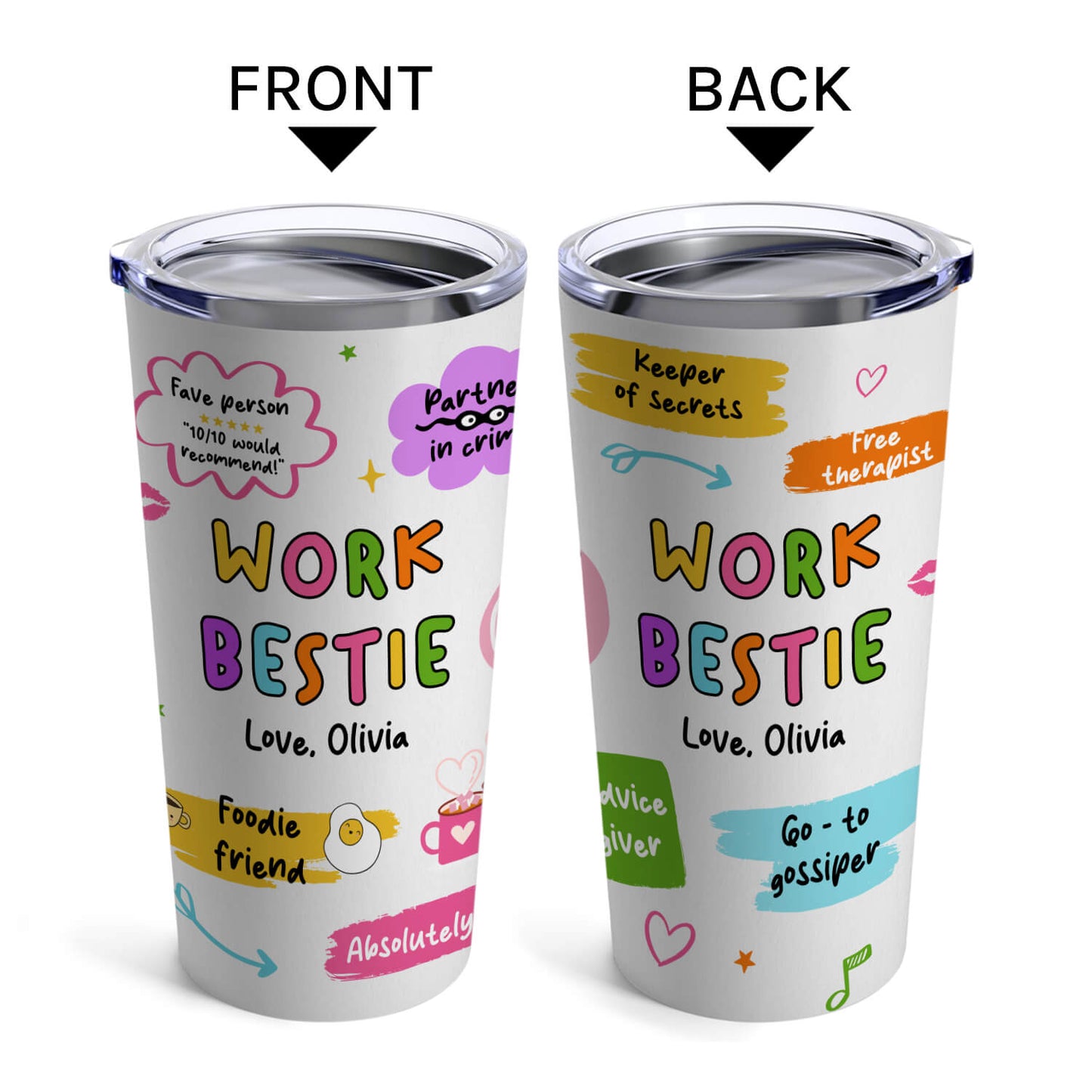 Work Bestie - Personalized Birthday or Christmas gift For Coworker - Custom Tumbler - MyMindfulGifts