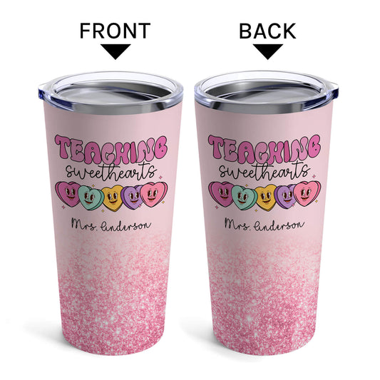 Teaching Sweethearts - Personalized Valentine's Day gift For Teacher - Custom Tumbler - MyMindfulGifts