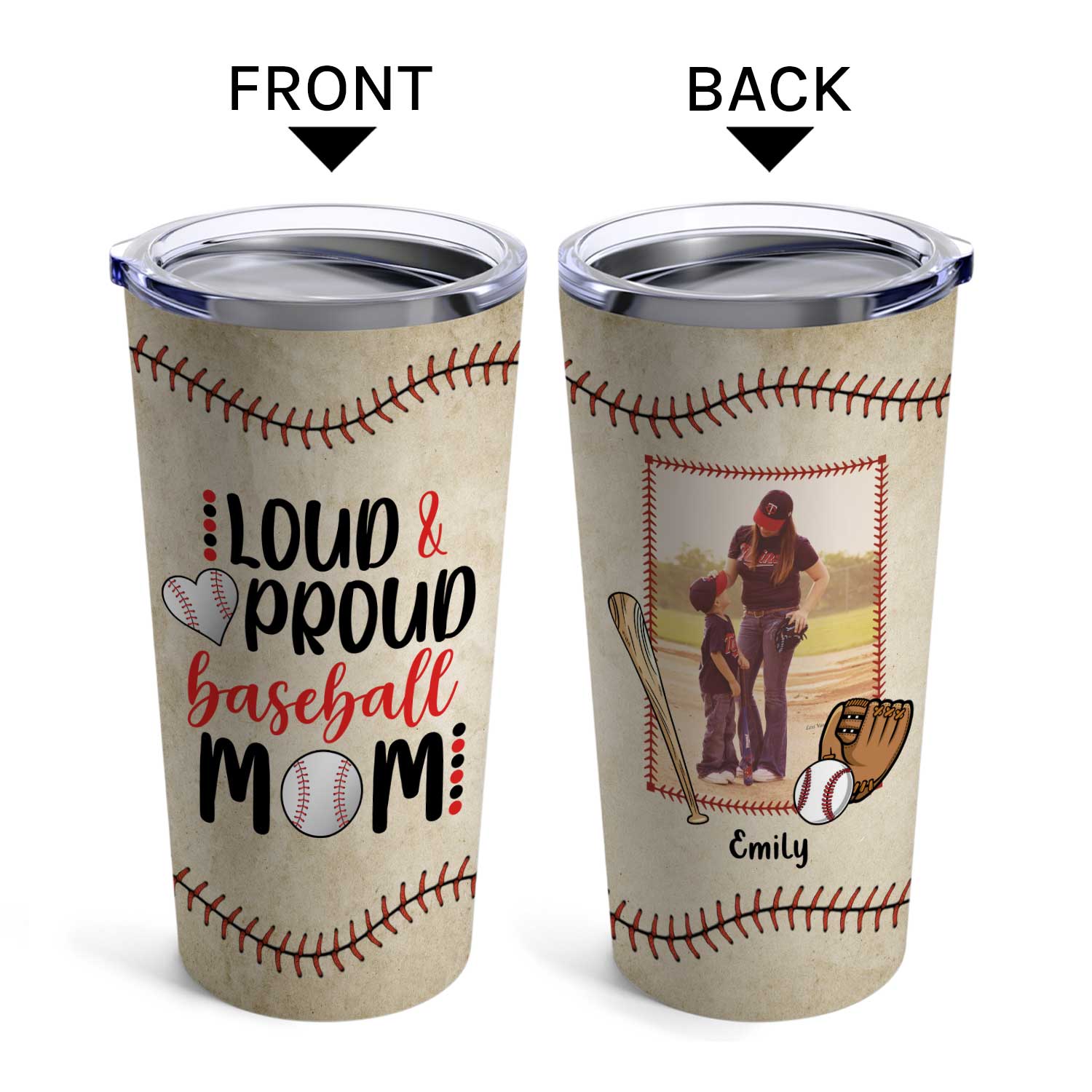 Loud & Proud Baseball Mom - Personalized  gift For Baseball Mom - Custom Tumbler - MyMindfulGifts