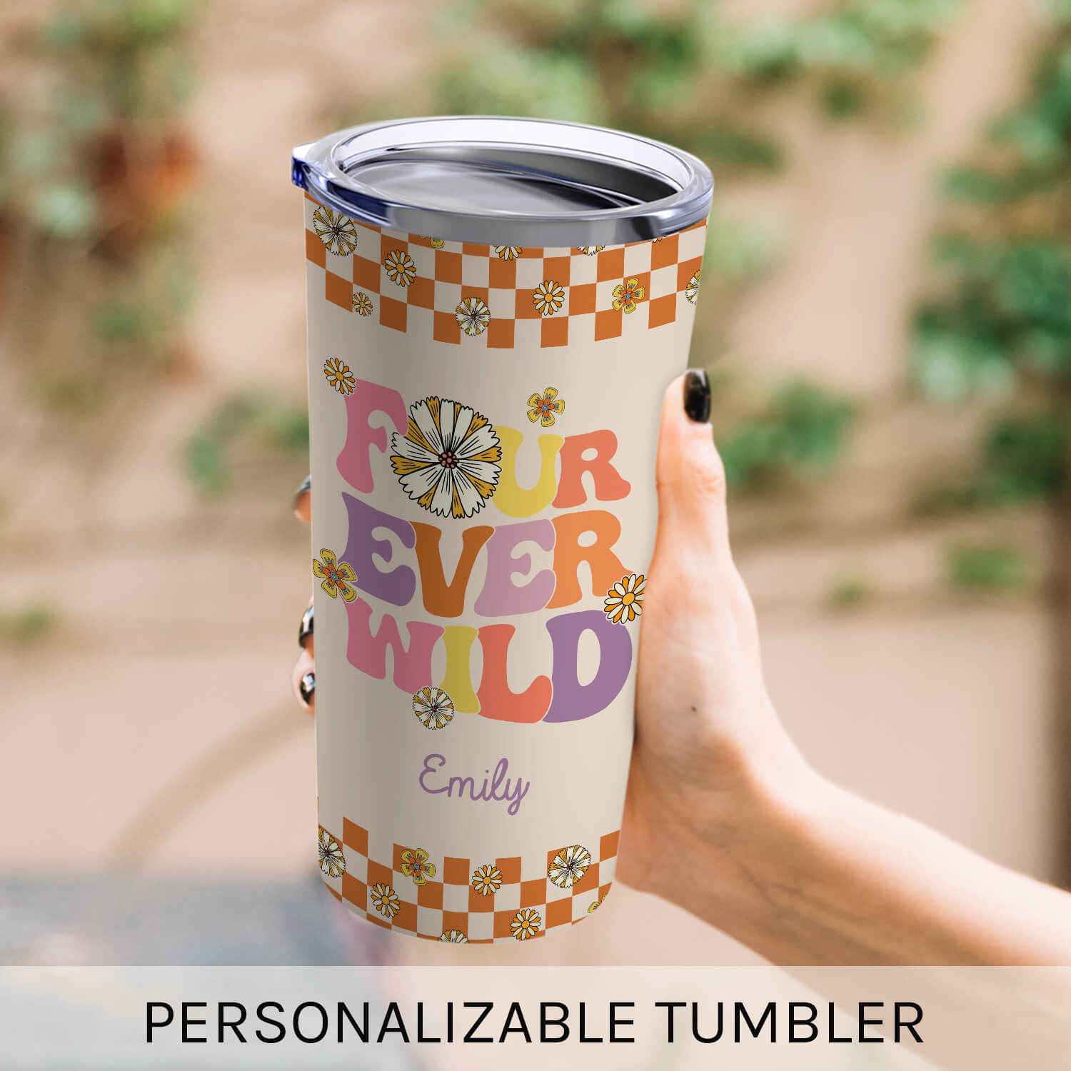 Four Ever Wild - Personalized 4th Birthday gift For Daughter or Granddaughter - Custom Tumbler - MyMindfulGifts