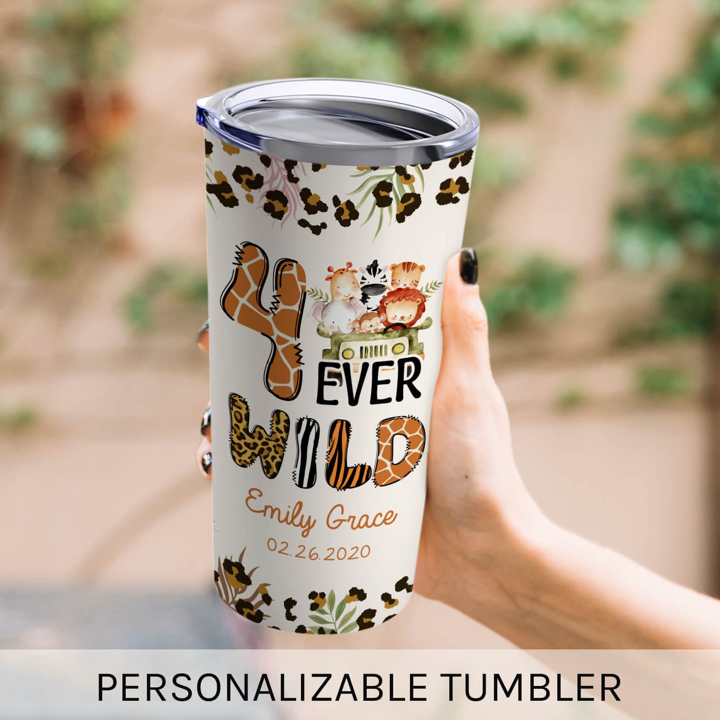 4 Ever Wild - Personalized 4th Birthday gift For Daughter or Granddaughter - Custom Tumbler - MyMindfulGifts