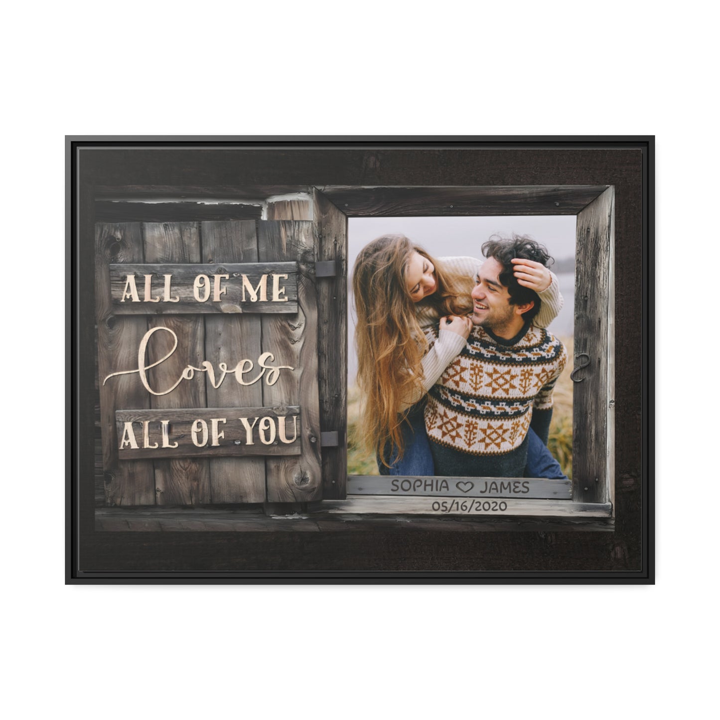 All Of Me Loves All Of You - Personalized Wedding Anniversary Gift For Him For Her - Custom Couple Photo Canvas Print - Mymindfulgifts