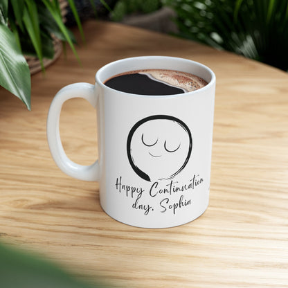 Personalized Happy Continuation day Mug, Zen gift for Plum Village meditation and mindfulness practitioners, mindful birthday gift