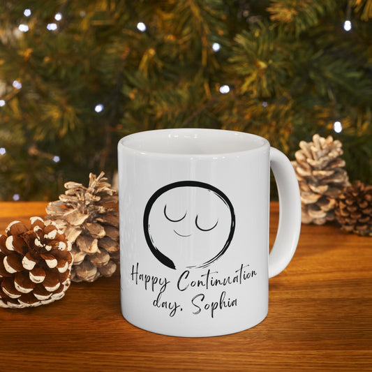 Personalized Happy Continuation day Mug, Zen gift for Plum Village meditation and mindfulness practitioners, mindful birthday gift