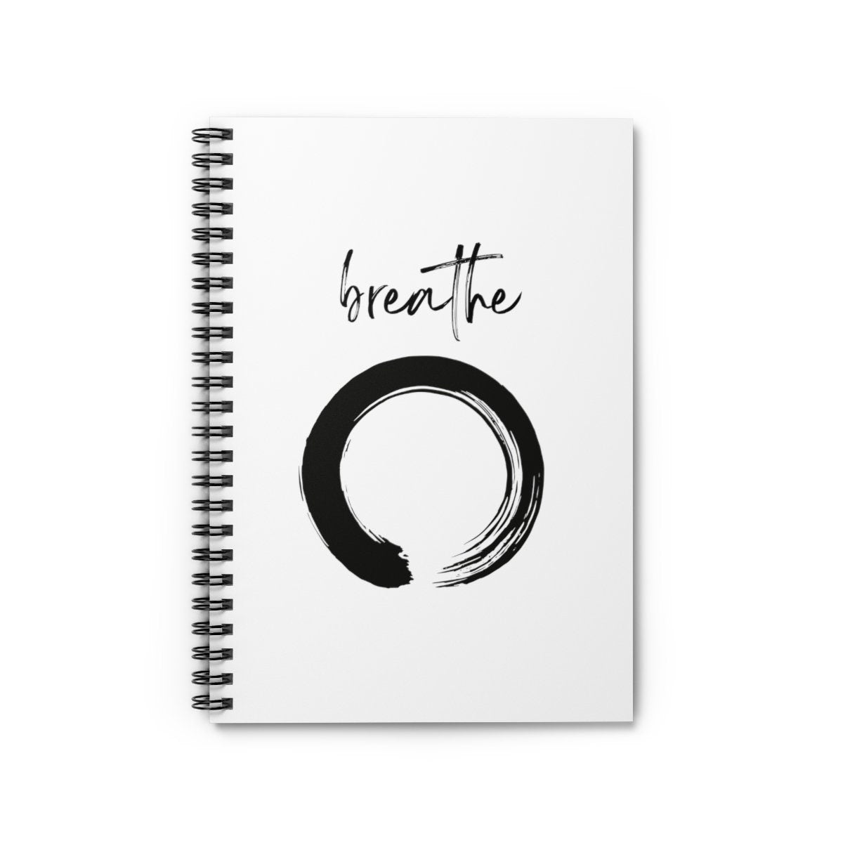 Breathe Spiral Notebook - Ruled Line with enso circle zen calligraphy style, mindfulness and meditation gift